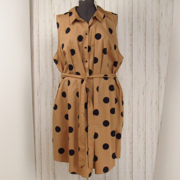 Who What Wear Dresses & Skirts - NWT Who What Wear Tan Polka Dot Dress 4X